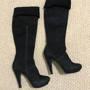 Knee high genuine suede boots